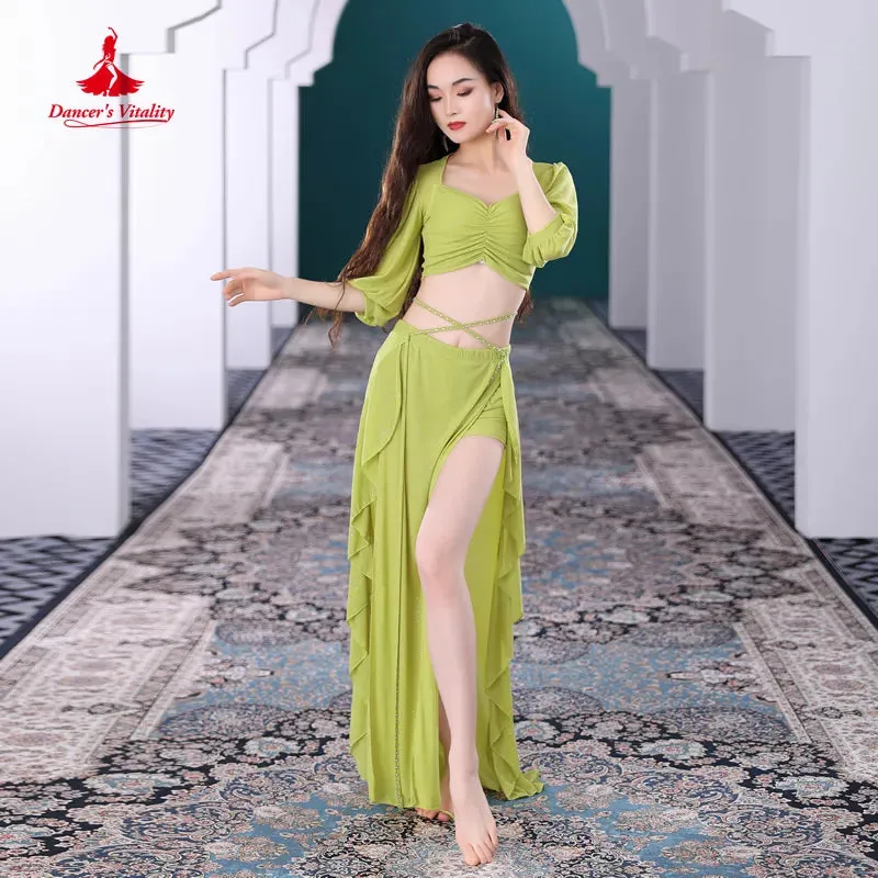 Belly Dance Clothes Suit for Women Winter Half Sleeves Top skirt 2pcs Oriental Training Suit Female Bellydancing Wear Outfit