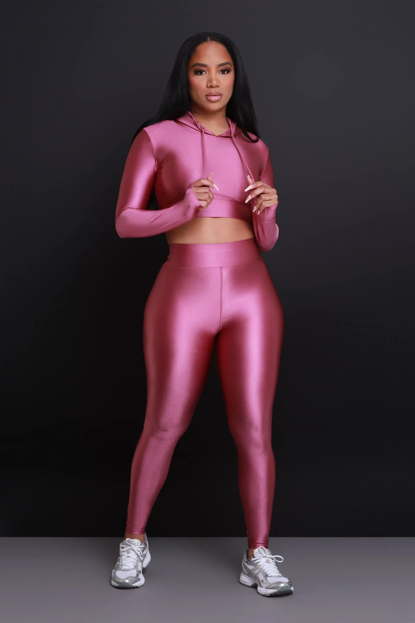 Big Ego Cropped Hooded Legging Set - Mauve