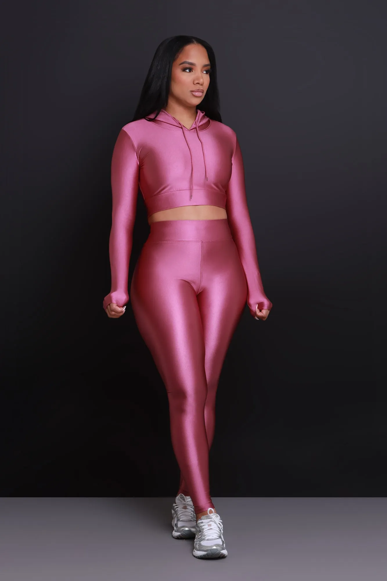 Big Ego Cropped Hooded Legging Set - Mauve