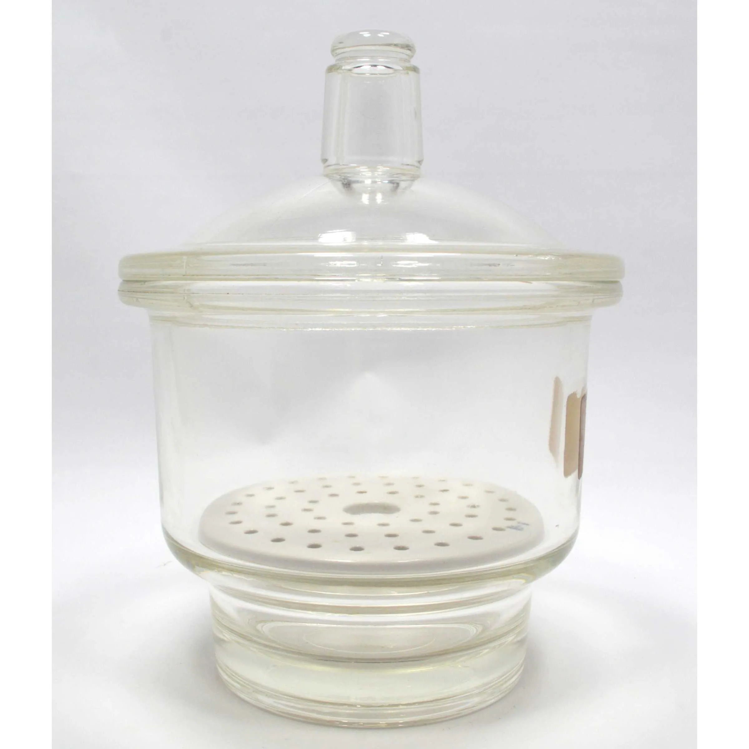 Biology "PYREX" LAB GLASS DESICCATOR w/ LID & PORCELAIN PLATE INSERT! 6.5" Tall