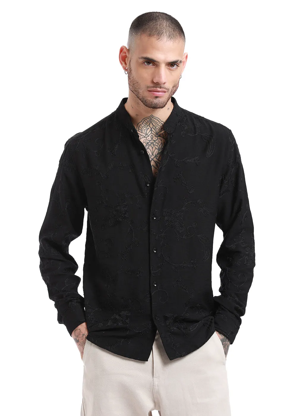 Black Embroidered Shirt