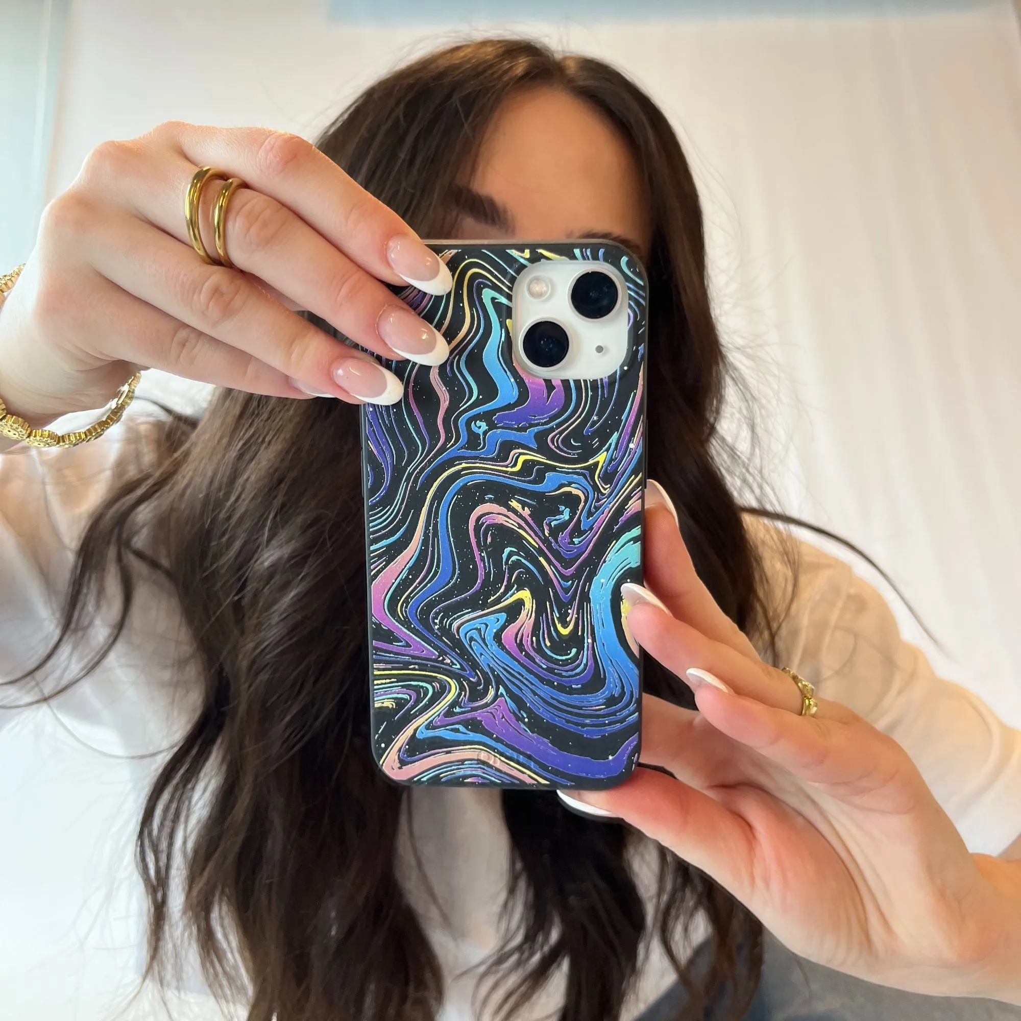 Black Galaxy Swirls iPhone 13 Pro Case