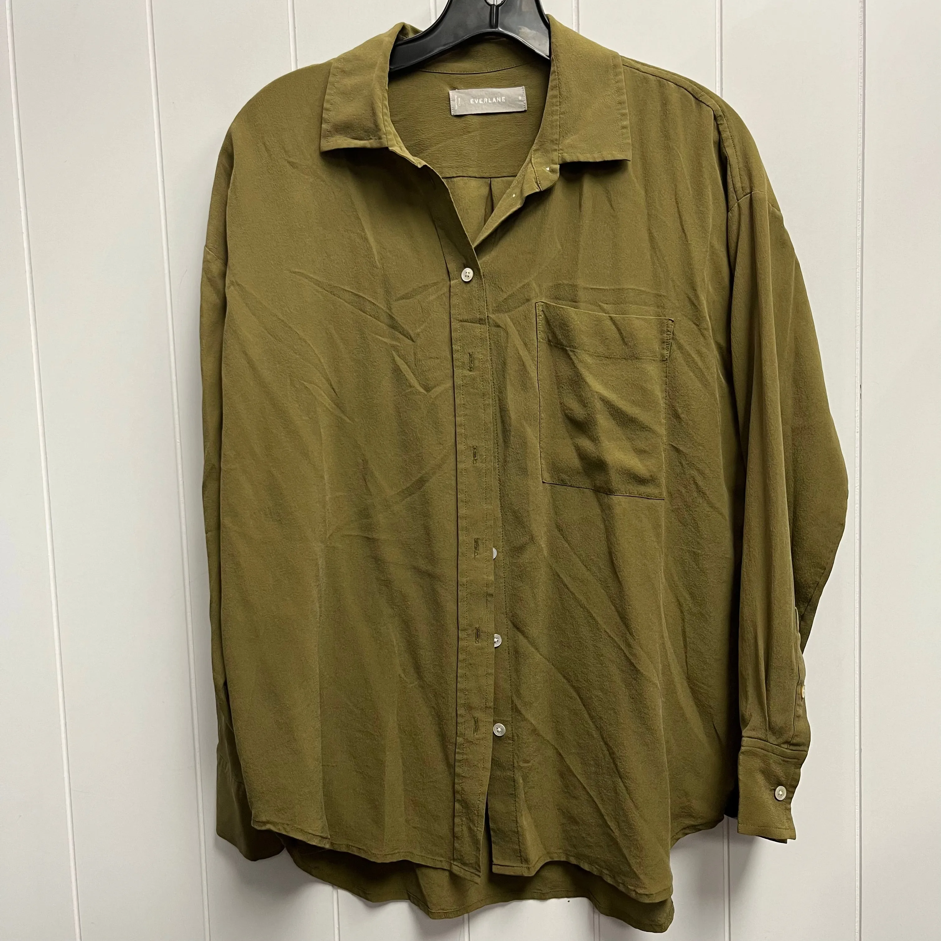 Blouse Long Sleeve By Everlane In Green, Size: Xs