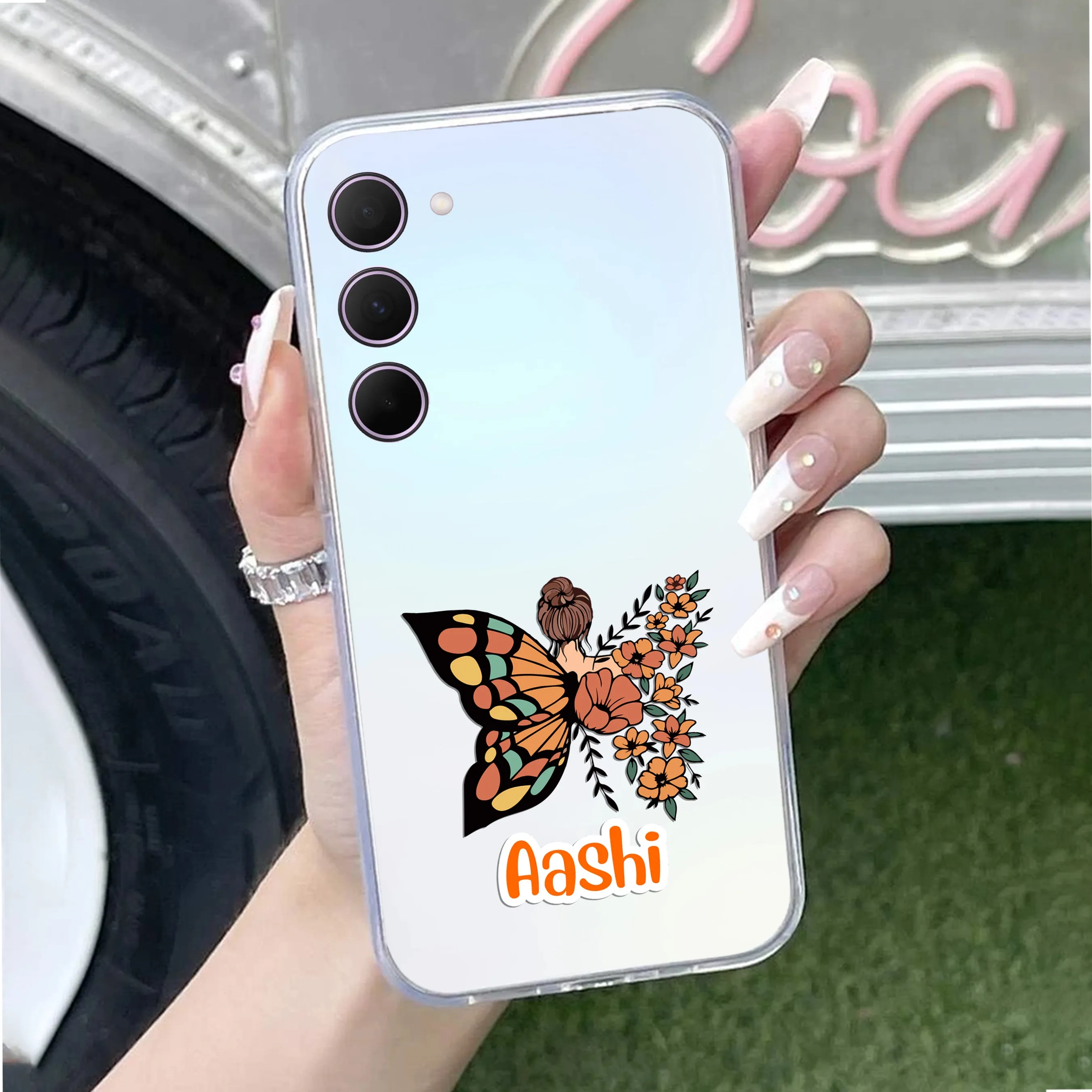 Butterfly Customize Transparent Silicon Case For Samsung