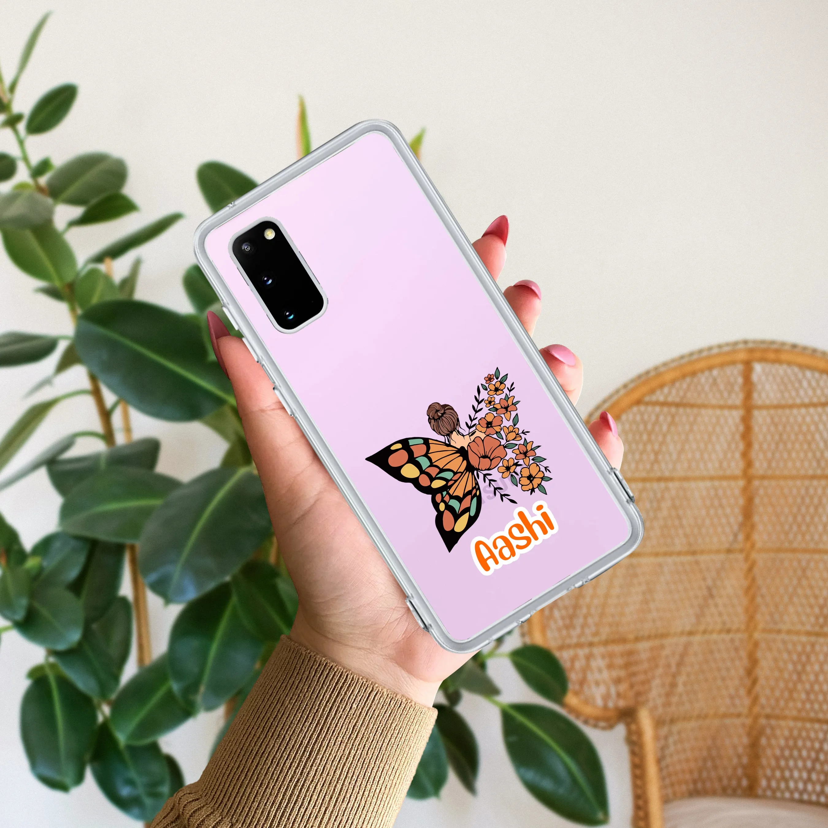 Butterfly Customize Transparent Silicon Case For Samsung