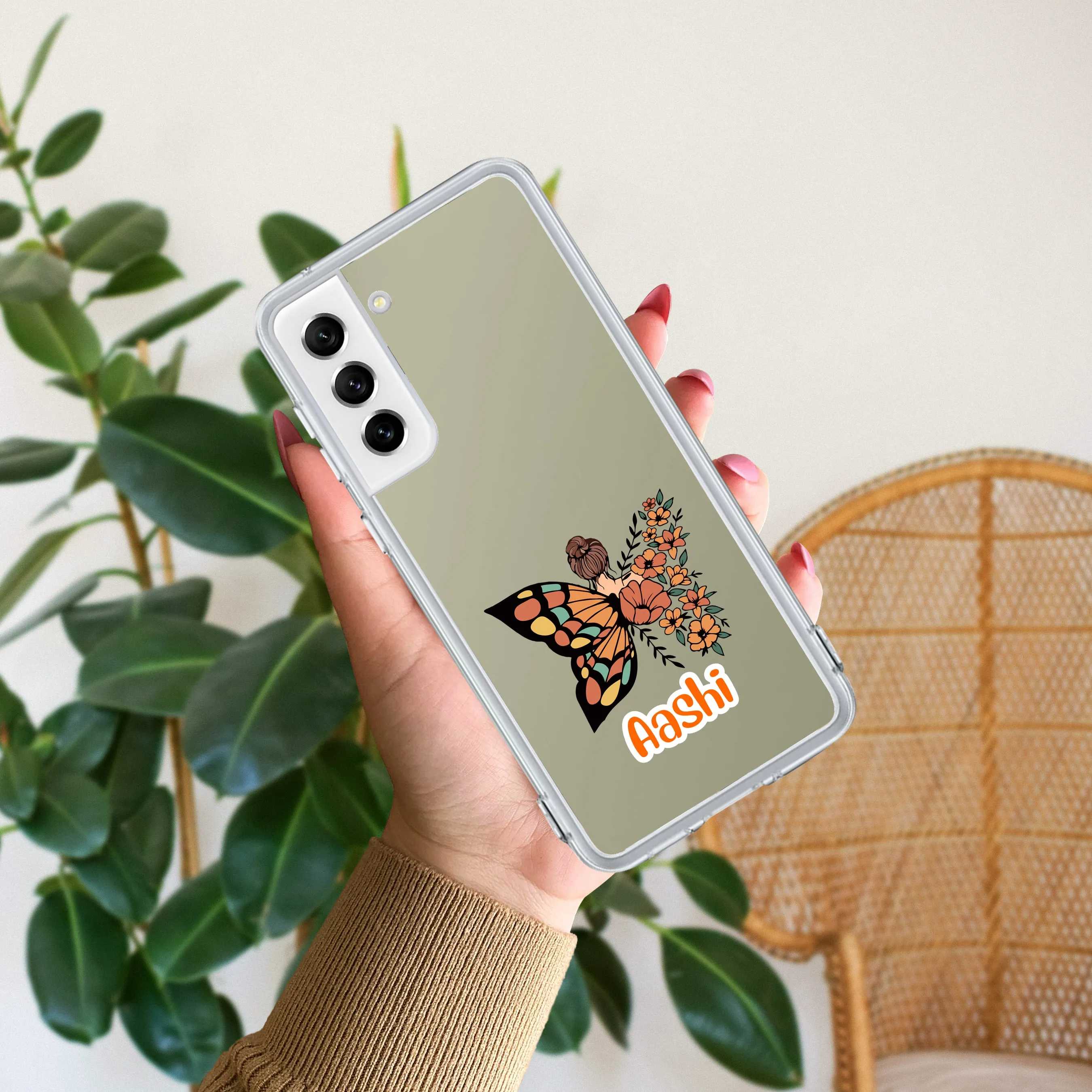 Butterfly Customize Transparent Silicon Case For Samsung