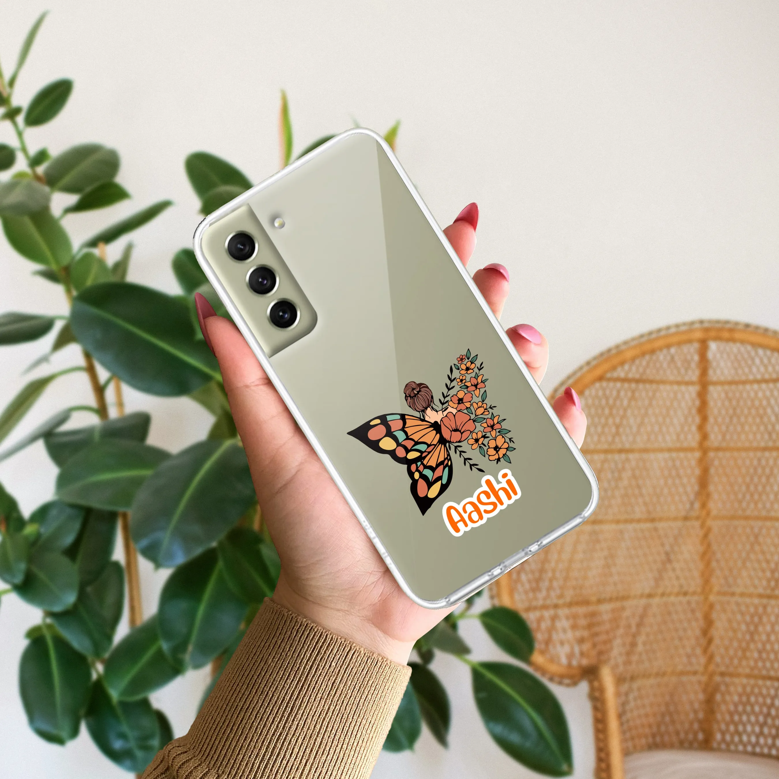 Butterfly Customize Transparent Silicon Case For Samsung