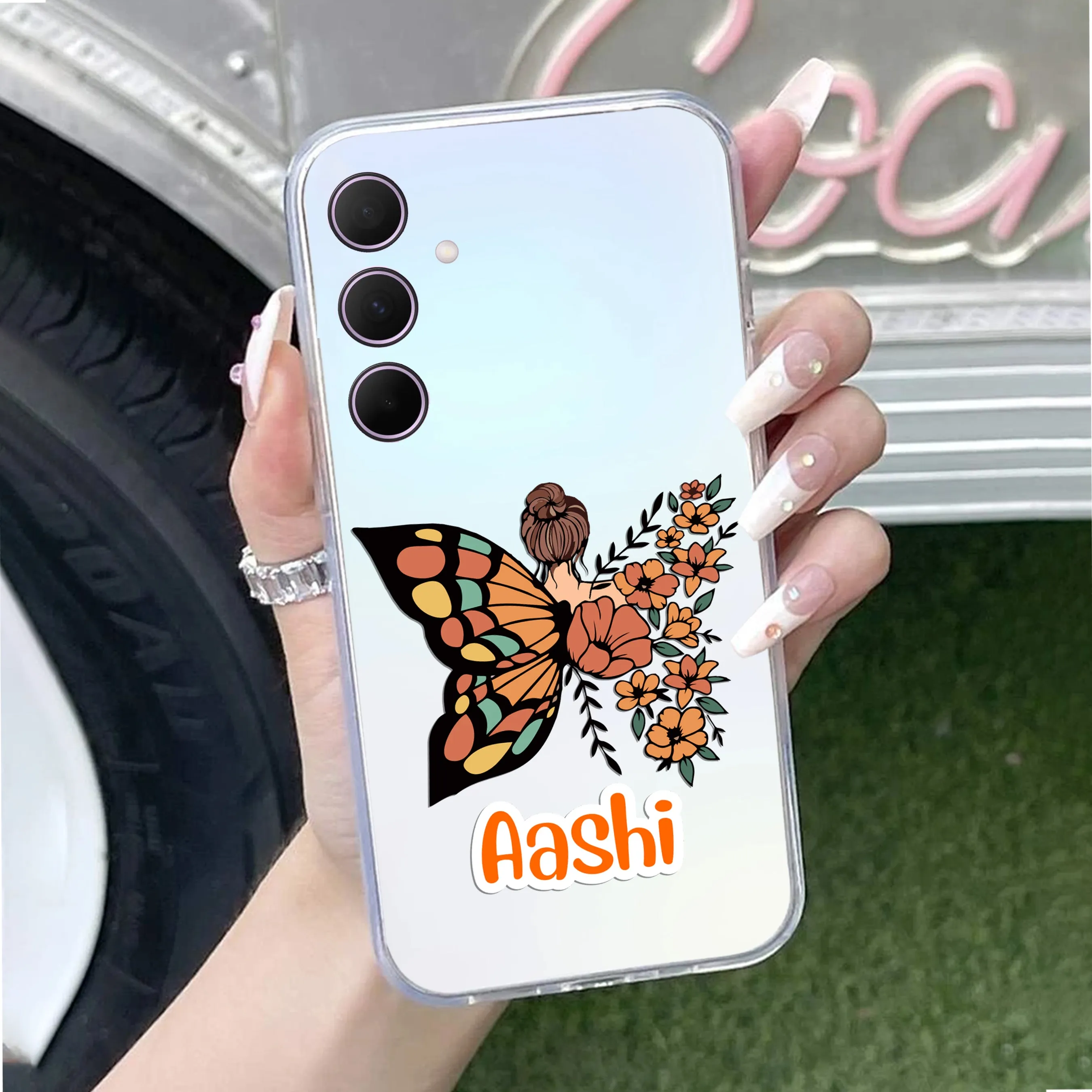 Butterfly Customize Transparent Silicon Case For Samsung