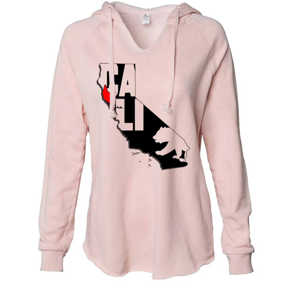 Cali Map Silhouette Outline Women's Soft Hooded Pullover