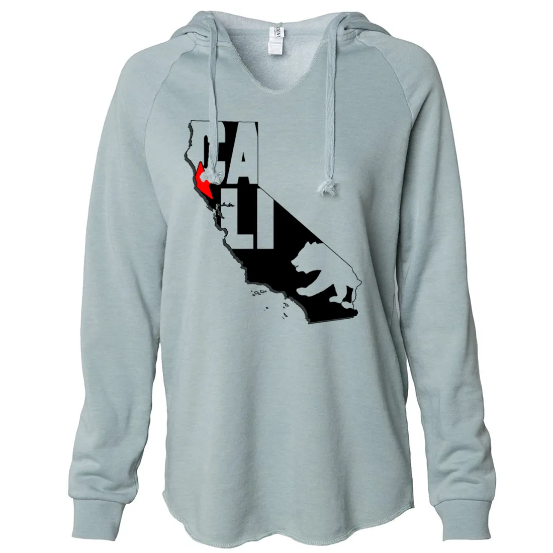 Cali Map Silhouette Outline Women's Soft Hooded Pullover