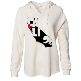 Cali Map Silhouette Outline Women's Soft Hooded Pullover