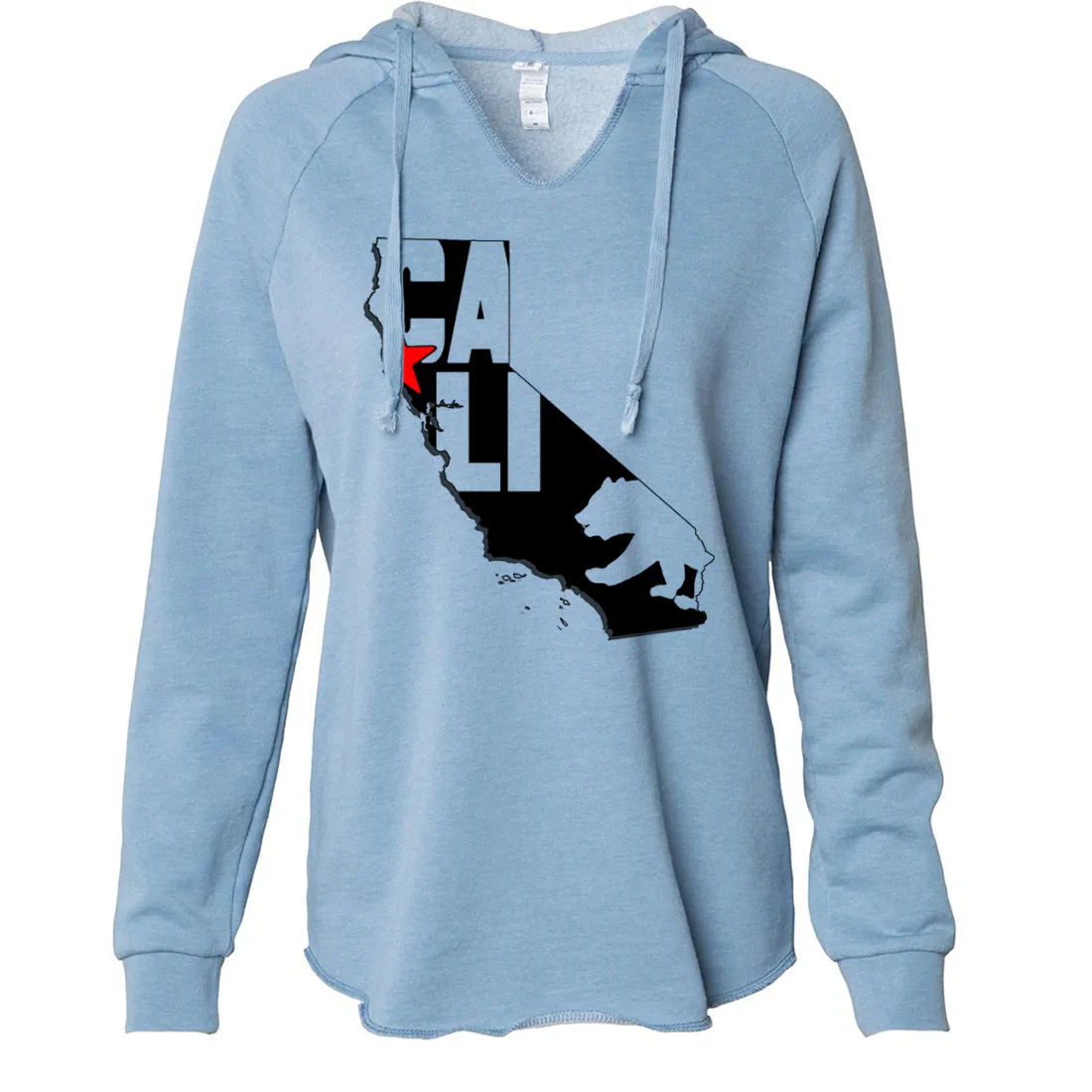 Cali Map Silhouette Outline Women's Soft Hooded Pullover