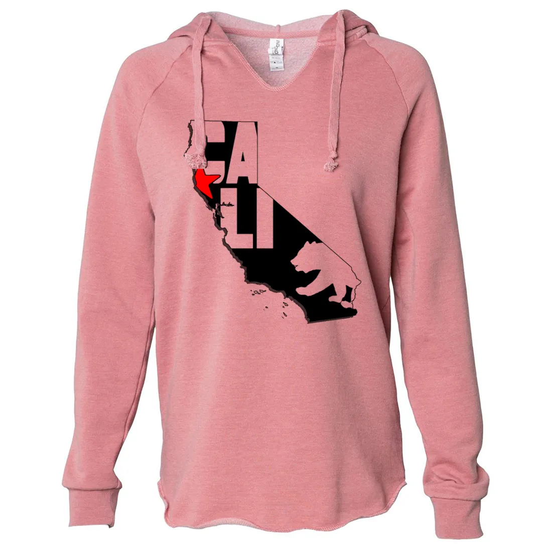 Cali Map Silhouette Outline Women's Soft Hooded Pullover