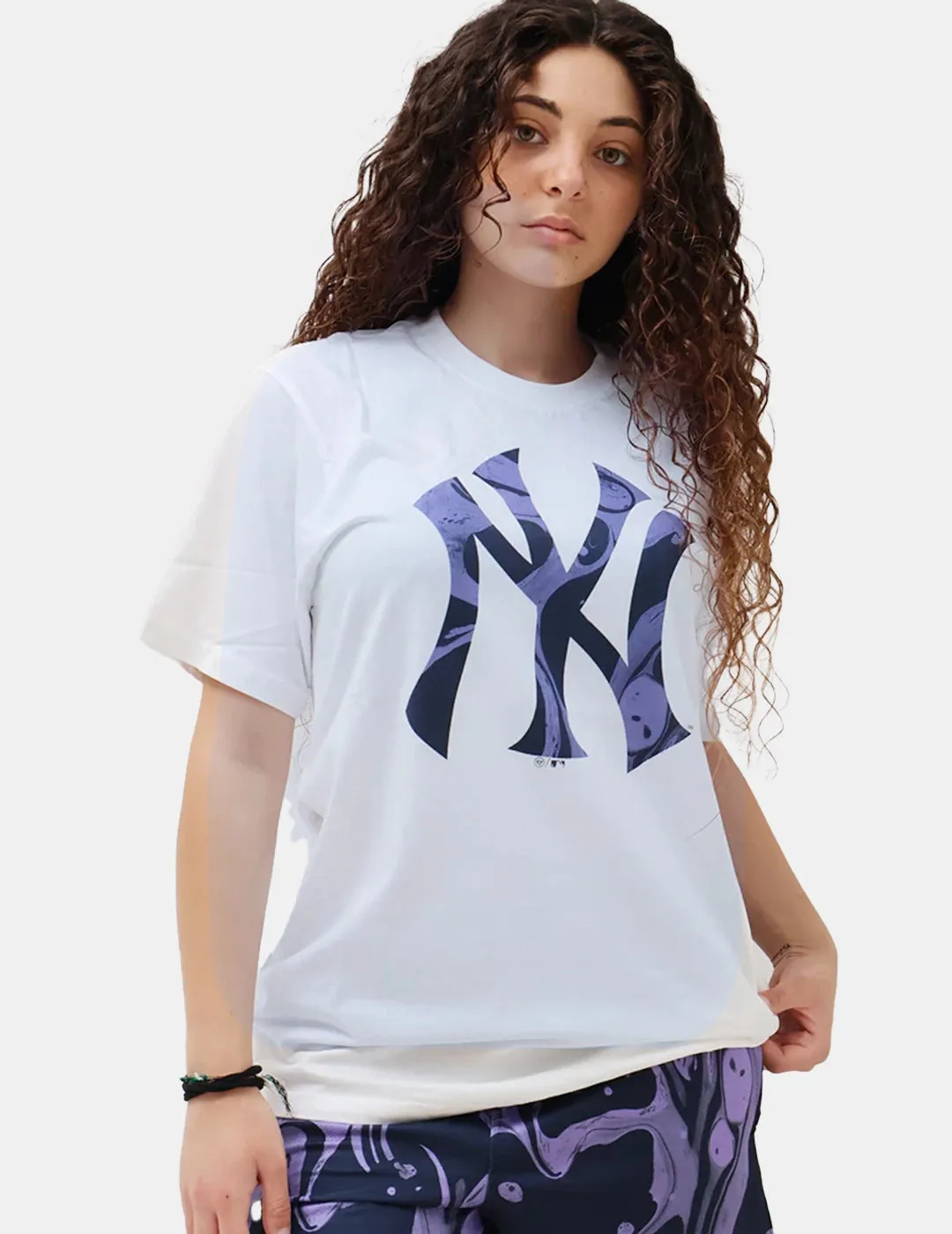 Camiseta 47 Brand Mlb Yankees Blanco Morado