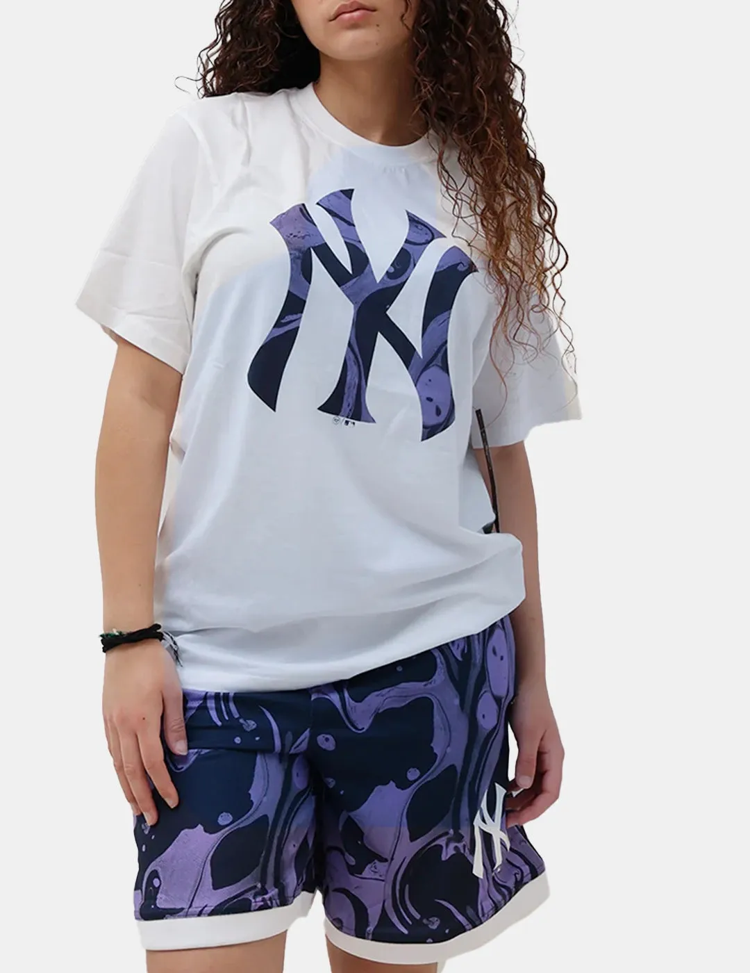 Camiseta 47 Brand Mlb Yankees Blanco Morado