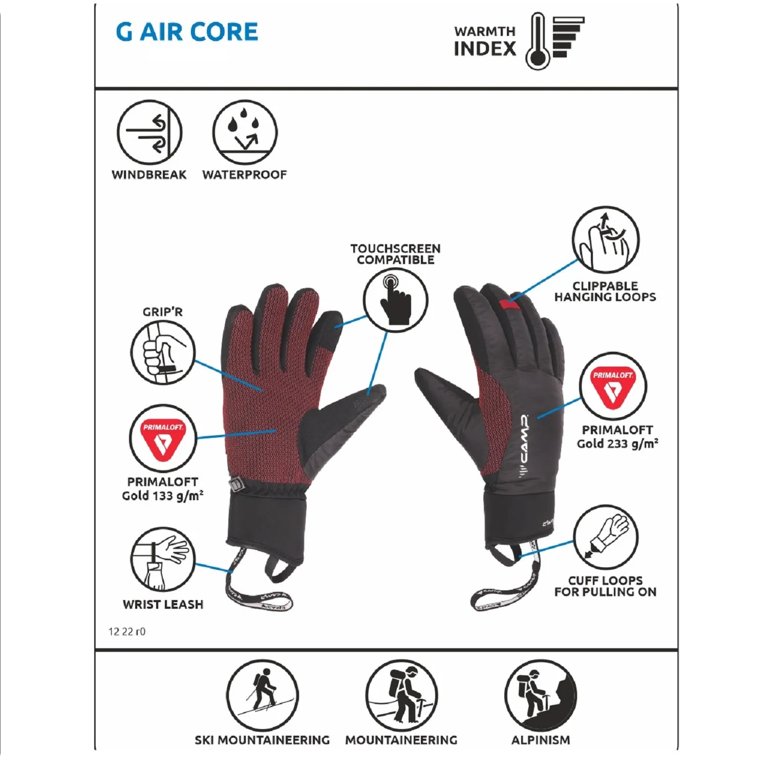 CAMP G AIR CORE GUANTI IMPERMEABILI AD ECCEZIONALE ISOLAMENTO TERMICO IDEALE PER TREKKING INVERNALE E SCI ALPINISMO