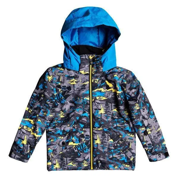 Campera Quiksilver Snow Little Mission Kids Gris Azul Print