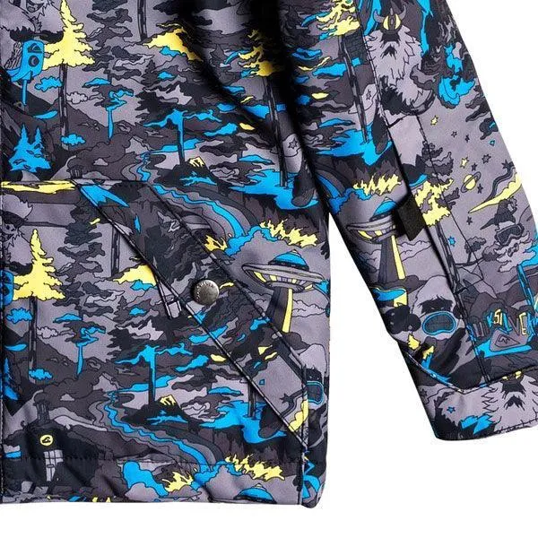 Campera Quiksilver Snow Little Mission Kids Gris Azul Print