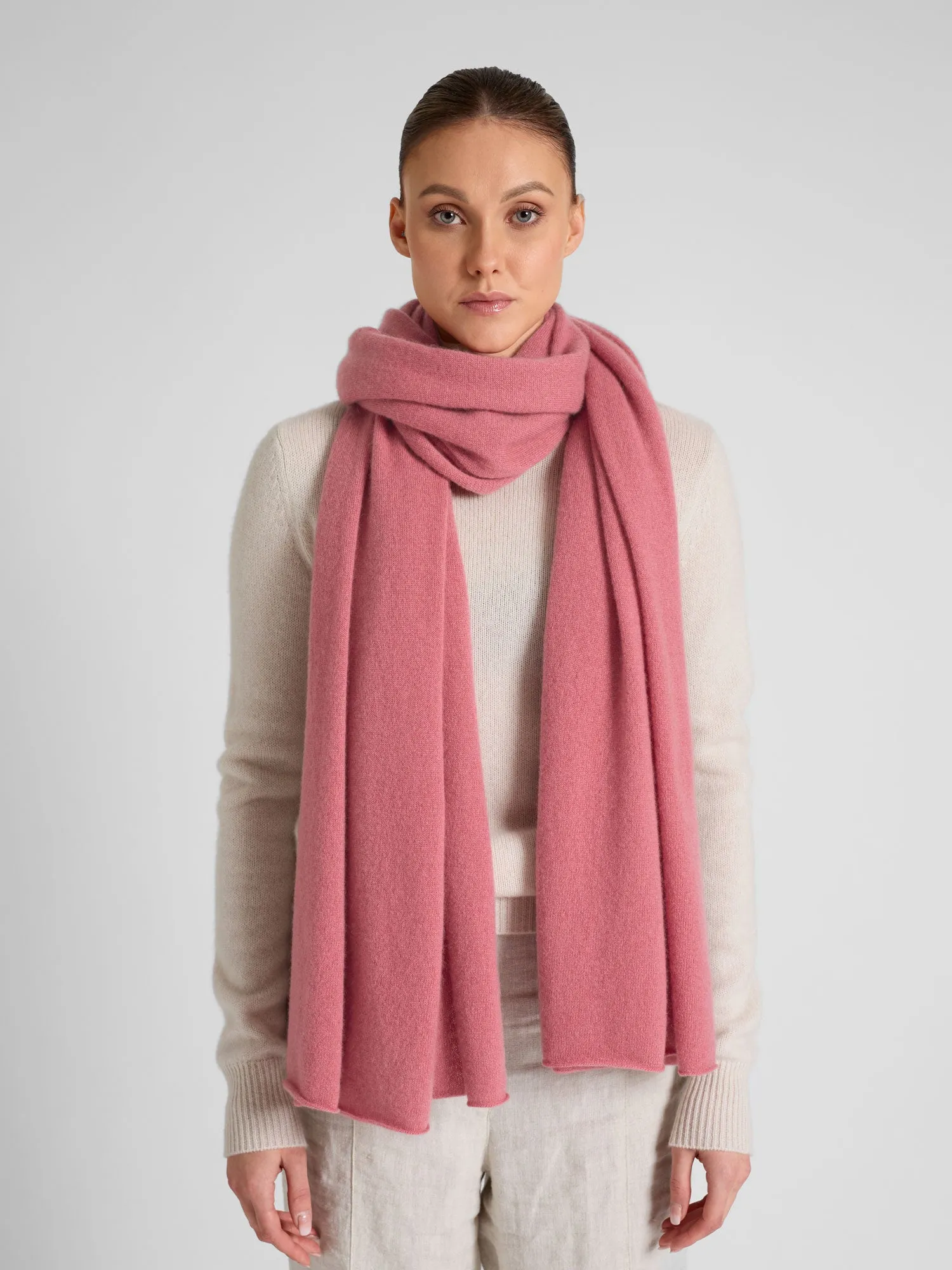 Cashmere scarf "Signature" - pink berry