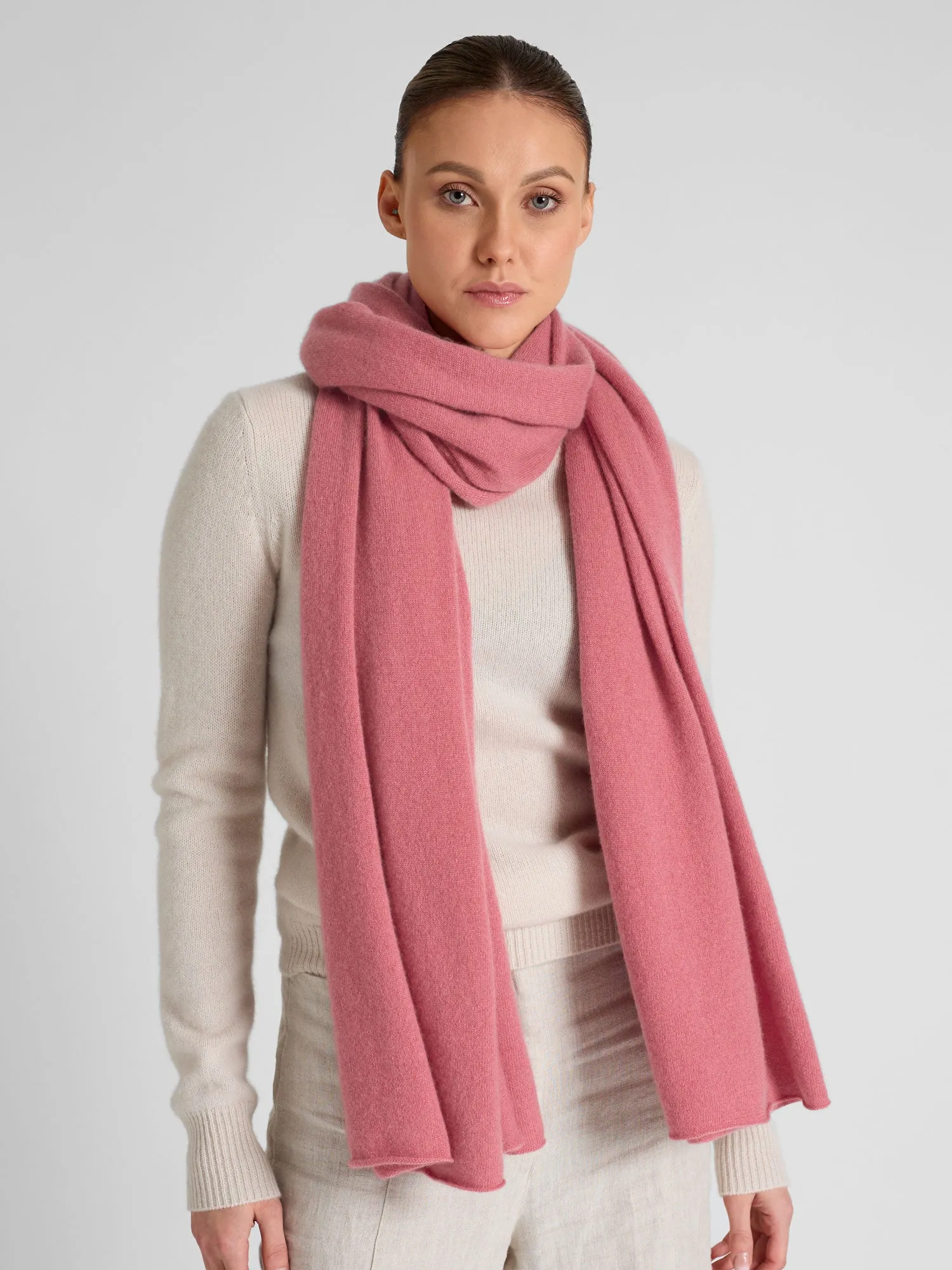 Cashmere scarf "Signature" - pink berry