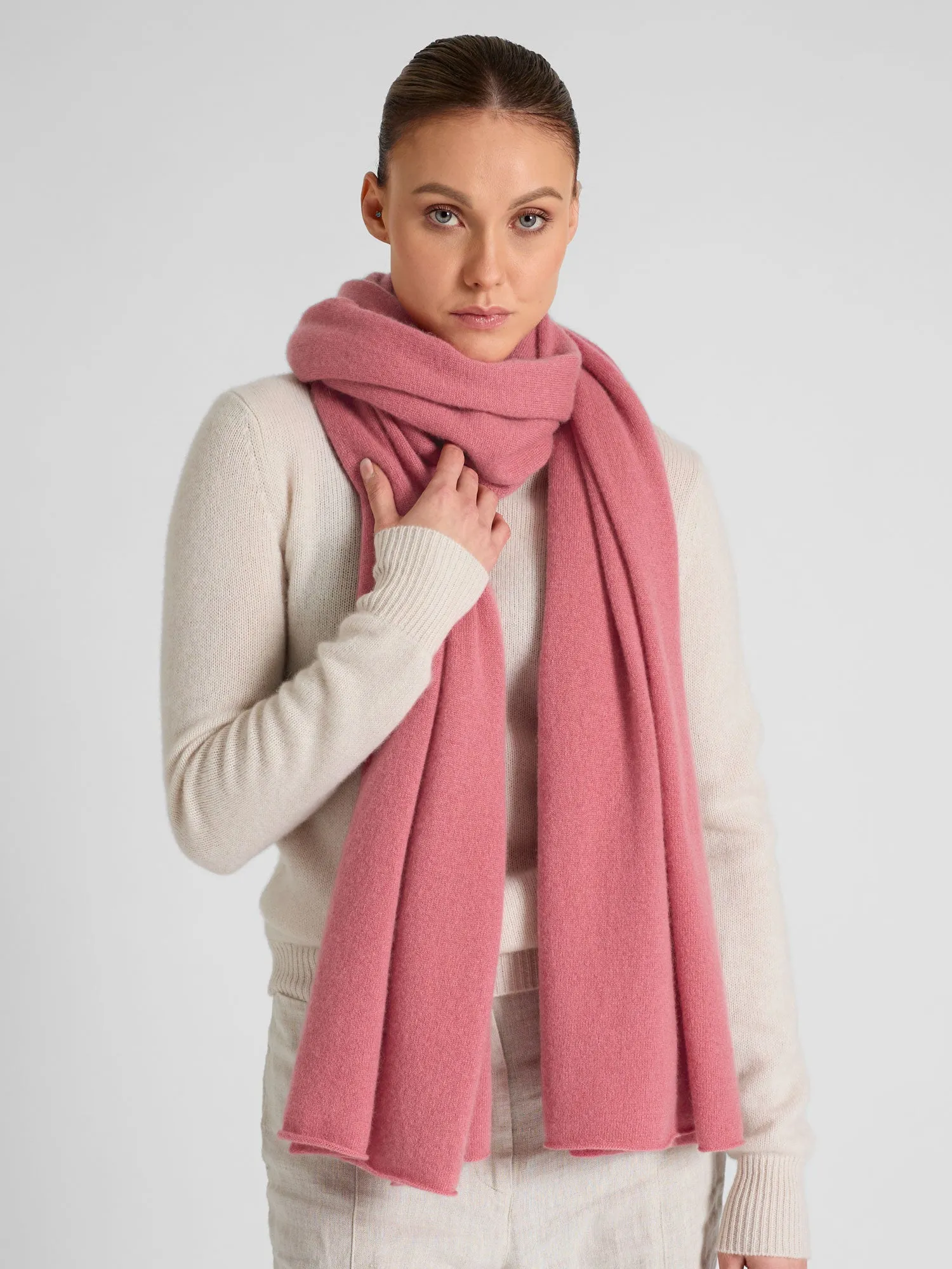 Cashmere scarf "Signature" - pink berry