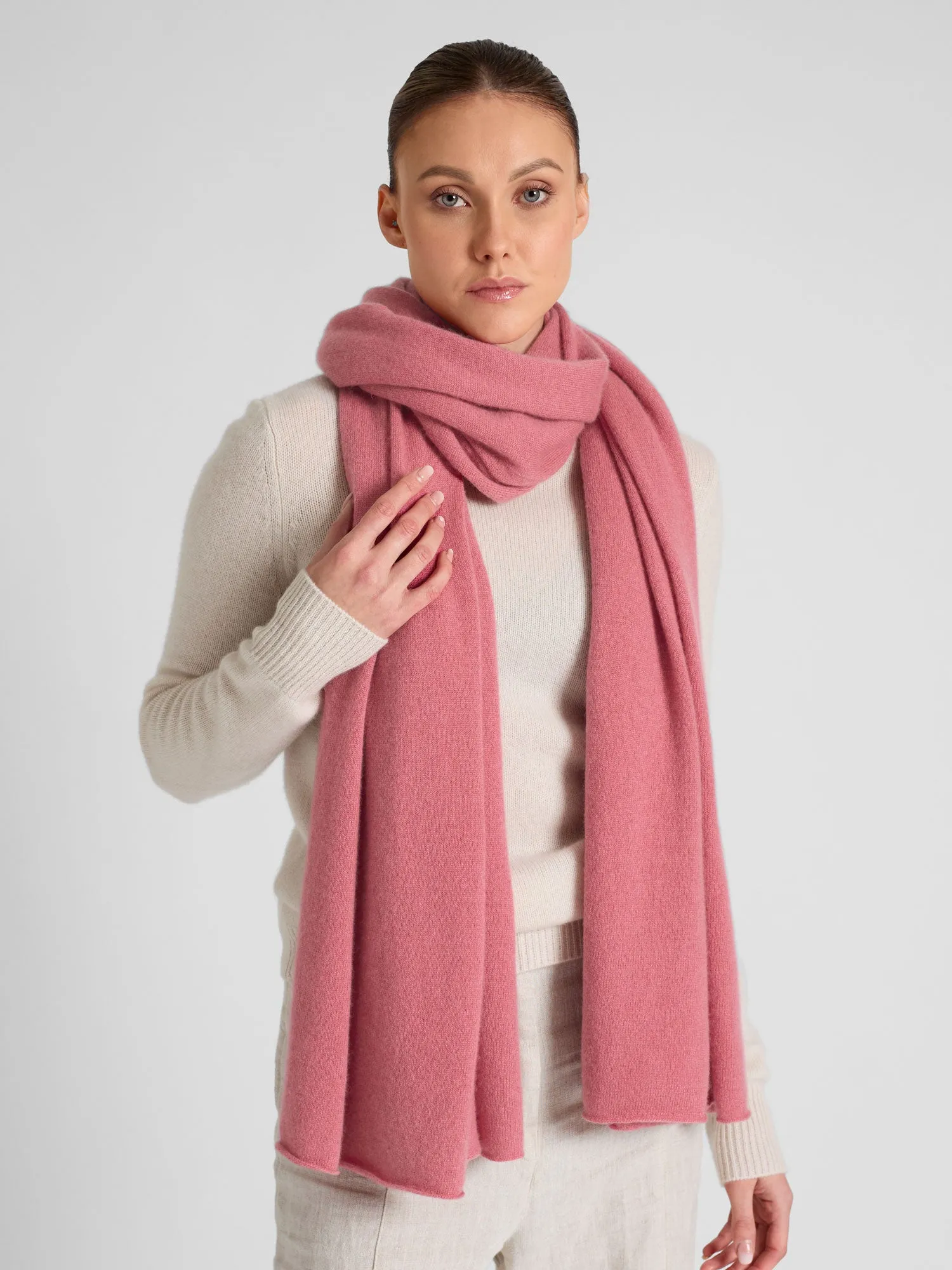 Cashmere scarf "Signature" - pink berry