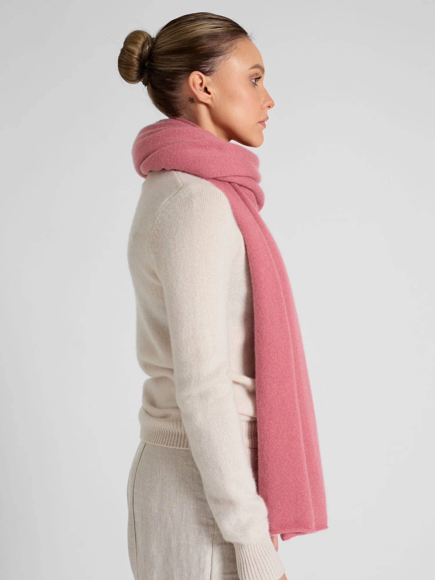 Cashmere scarf "Signature" - pink berry