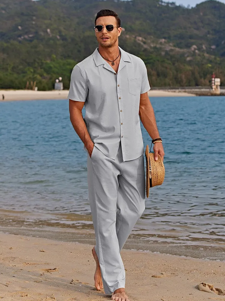 Casual Linen Style Beach Shirt Sets (US Only)