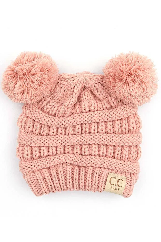 C.C Baby Knit Double Pom Pom Beanie