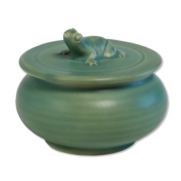 Celadon Ceramic Frog Sugar Bowl