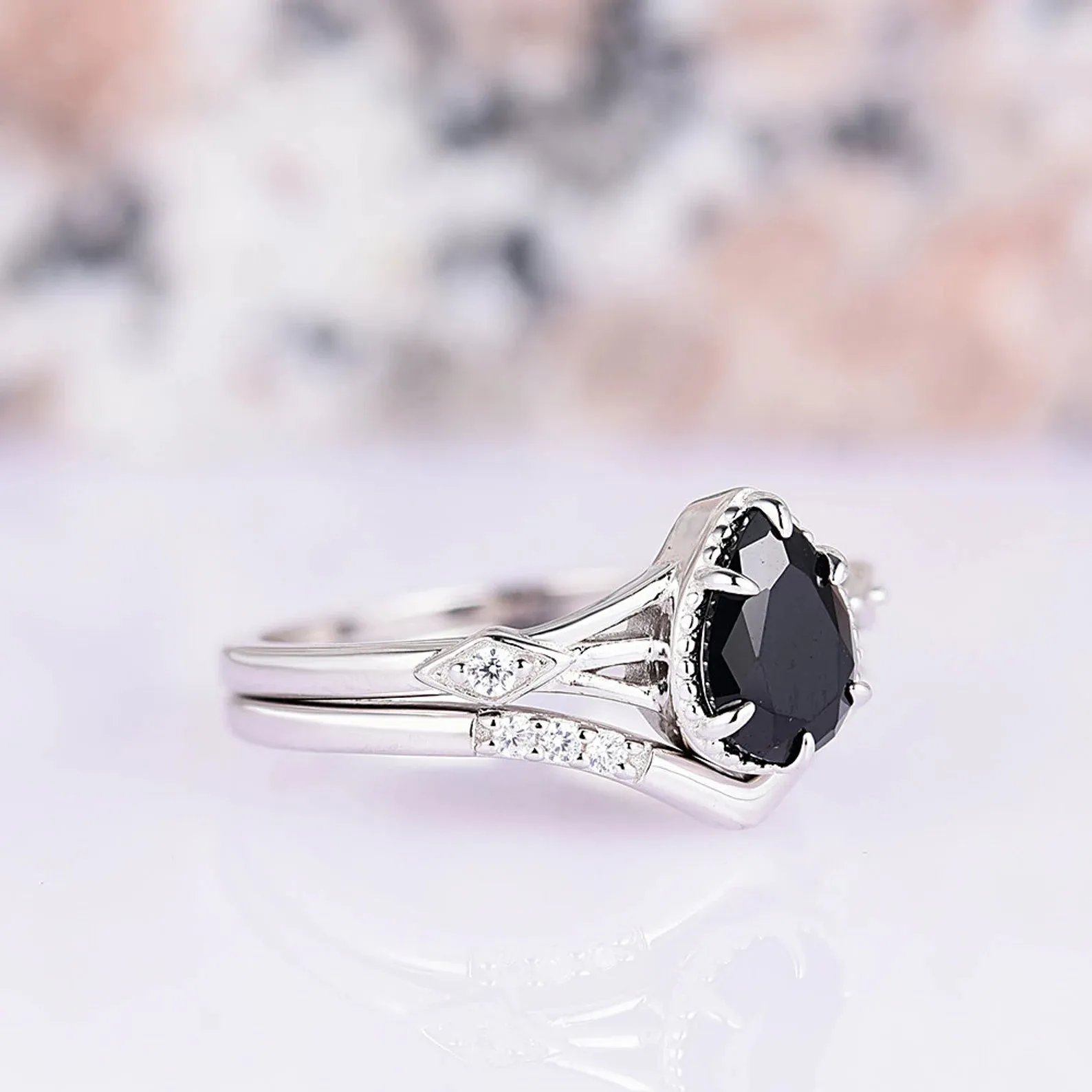 Celtic Black Onyx Couples Ring