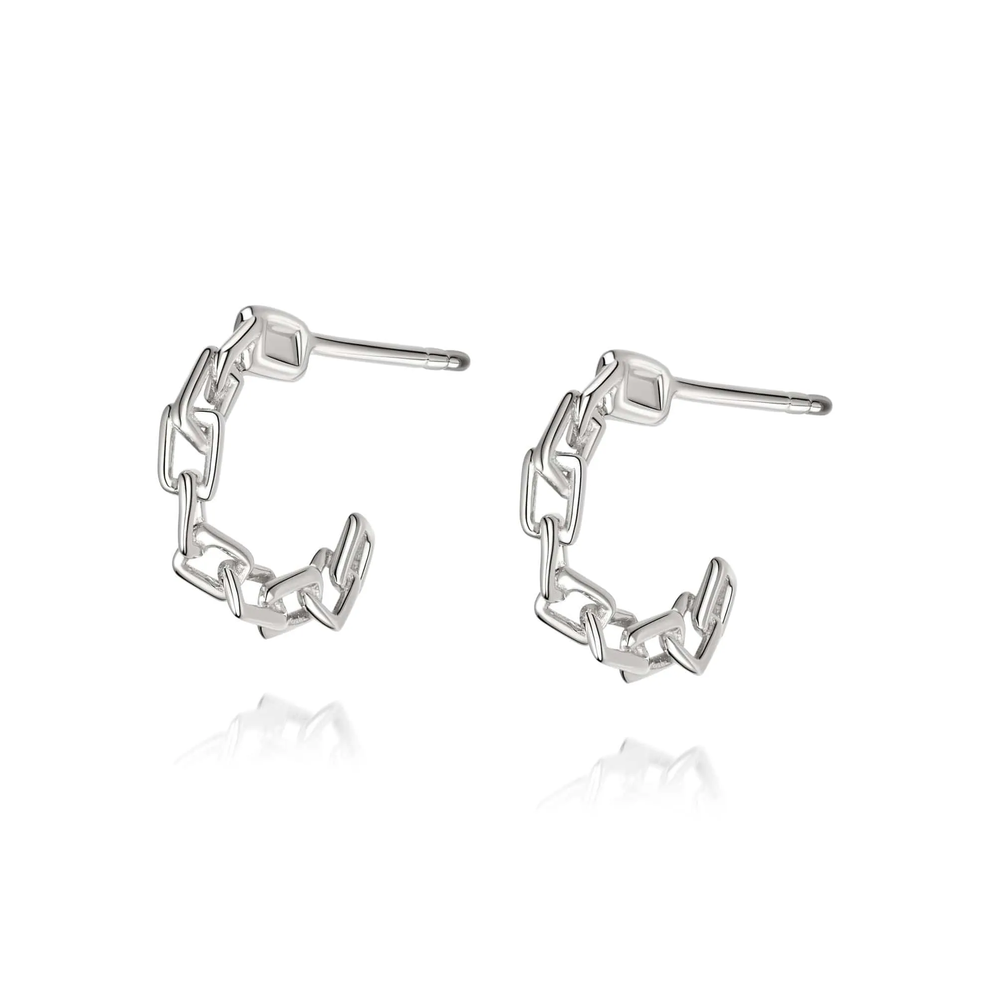 Chain Mini Hoop Earrings Sterling Silver