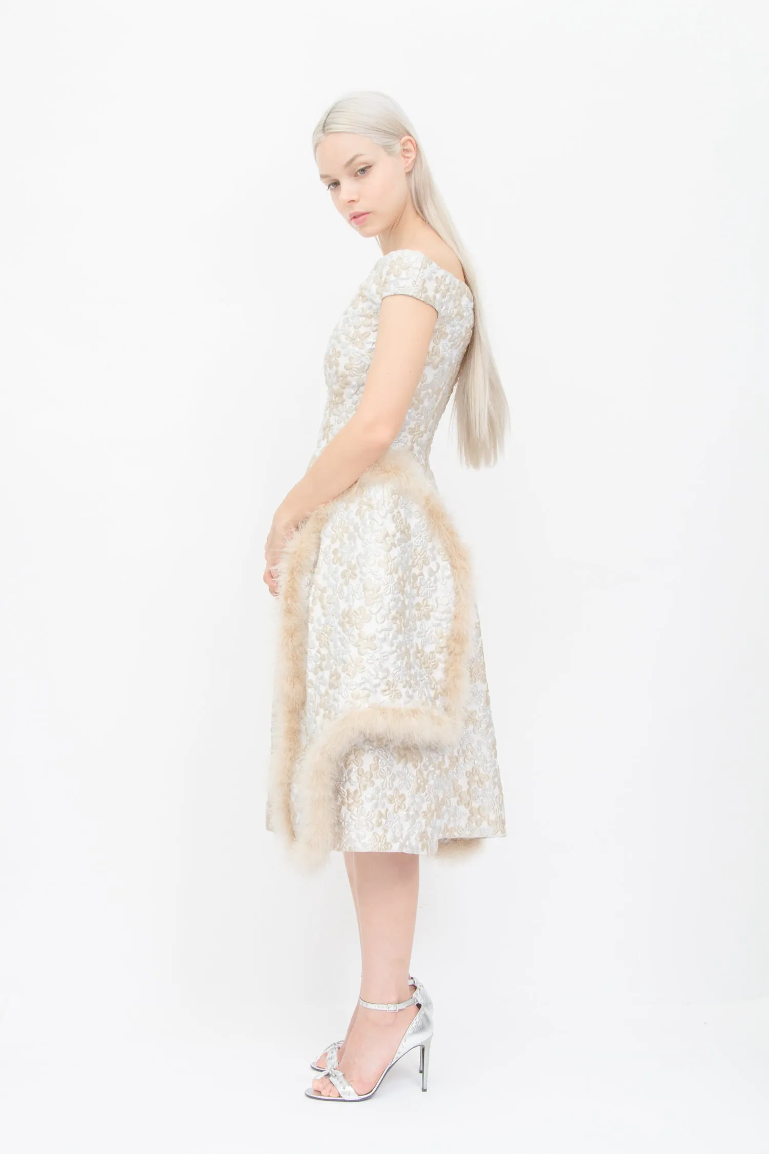 CHAMPAGNE MARABOU FEATHER DRESS