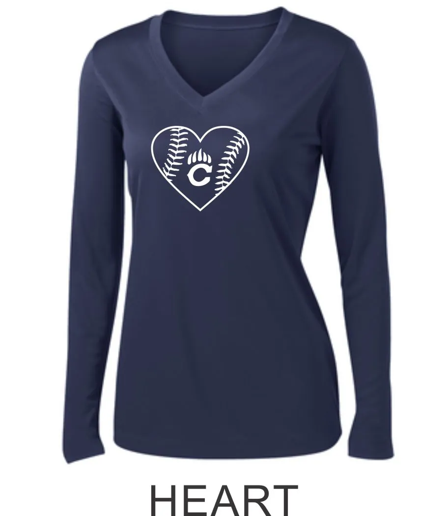 Chap Baseball Ladies Wicking Long Sleeve Tee in 3 Designs