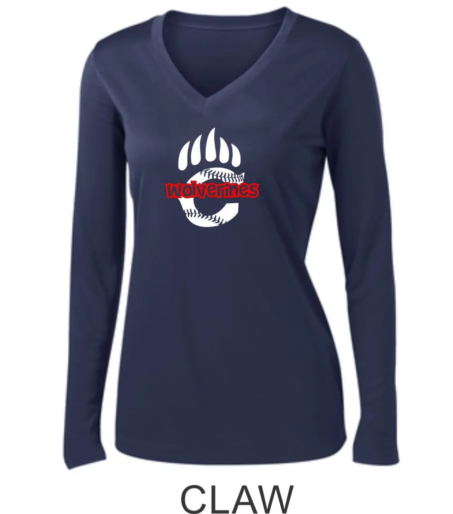 Chap Baseball Ladies Wicking Long Sleeve Tee in 3 Designs