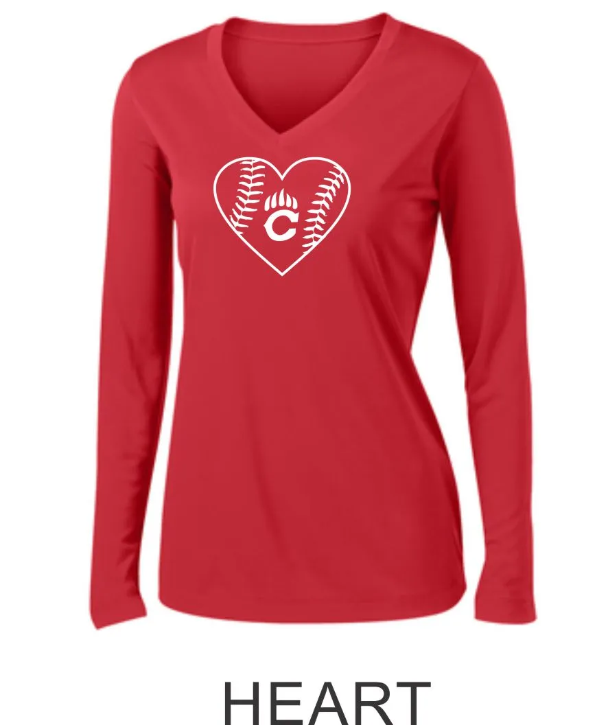 Chap Baseball Ladies Wicking Long Sleeve Tee in 3 Designs