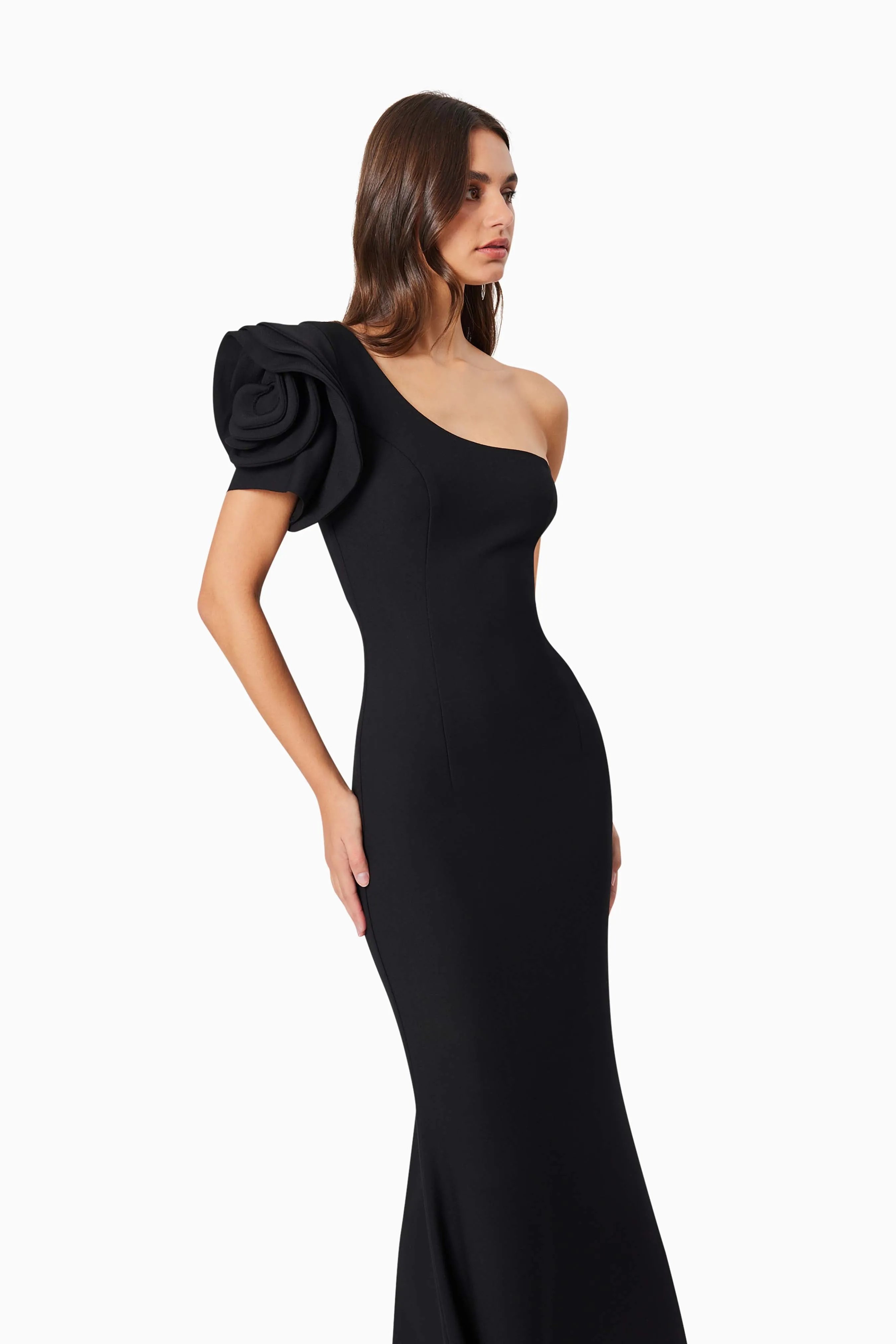 Charlotte Rosette Maxi Dress in Black