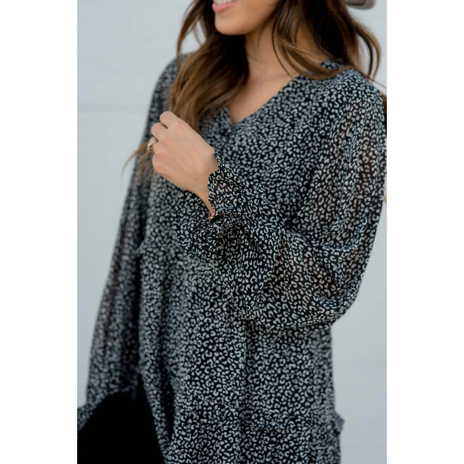 Cheetah Long Sleeve Button Dress