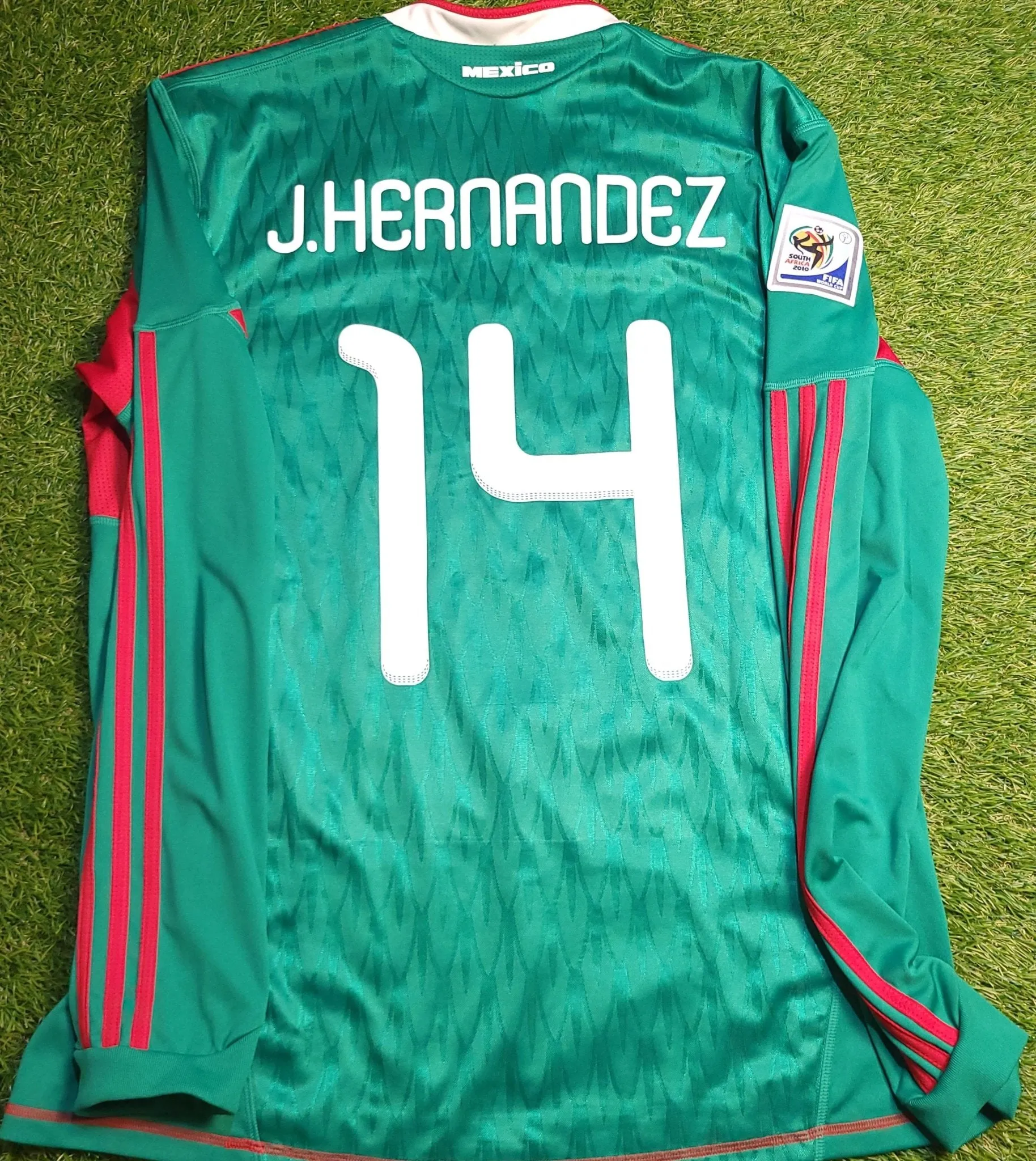 Chicharito Mexico 2010 WORLD CUP Home Long Sleeve Soccer Jersey Shirt L SKU# P41409