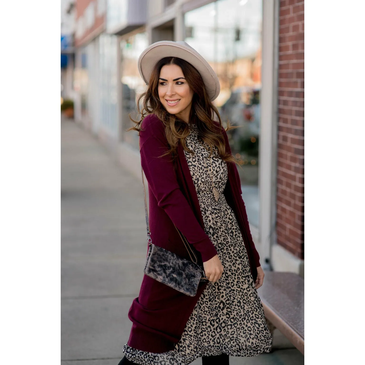 Cinched Waist Leopard Dress