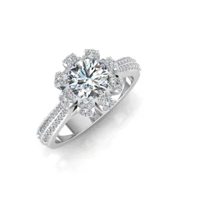 Crown Set Split Shank Moissanite Engagement Ring