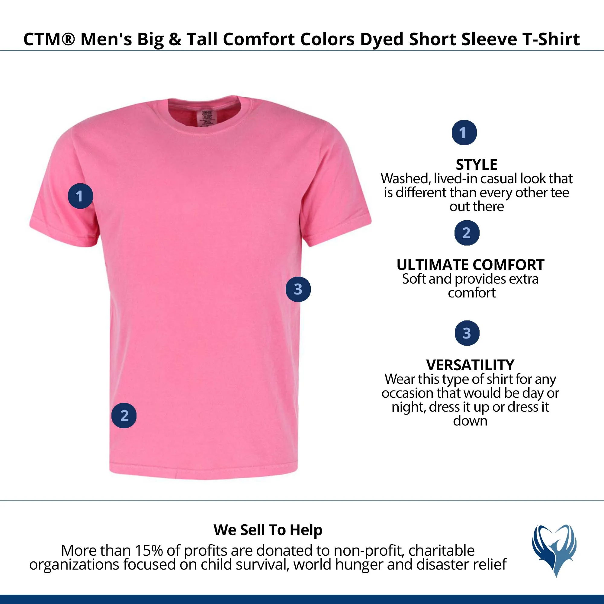 CTM® Men's Big & Tall Comfort Colors Dyed Short Sleeve T-Shirt