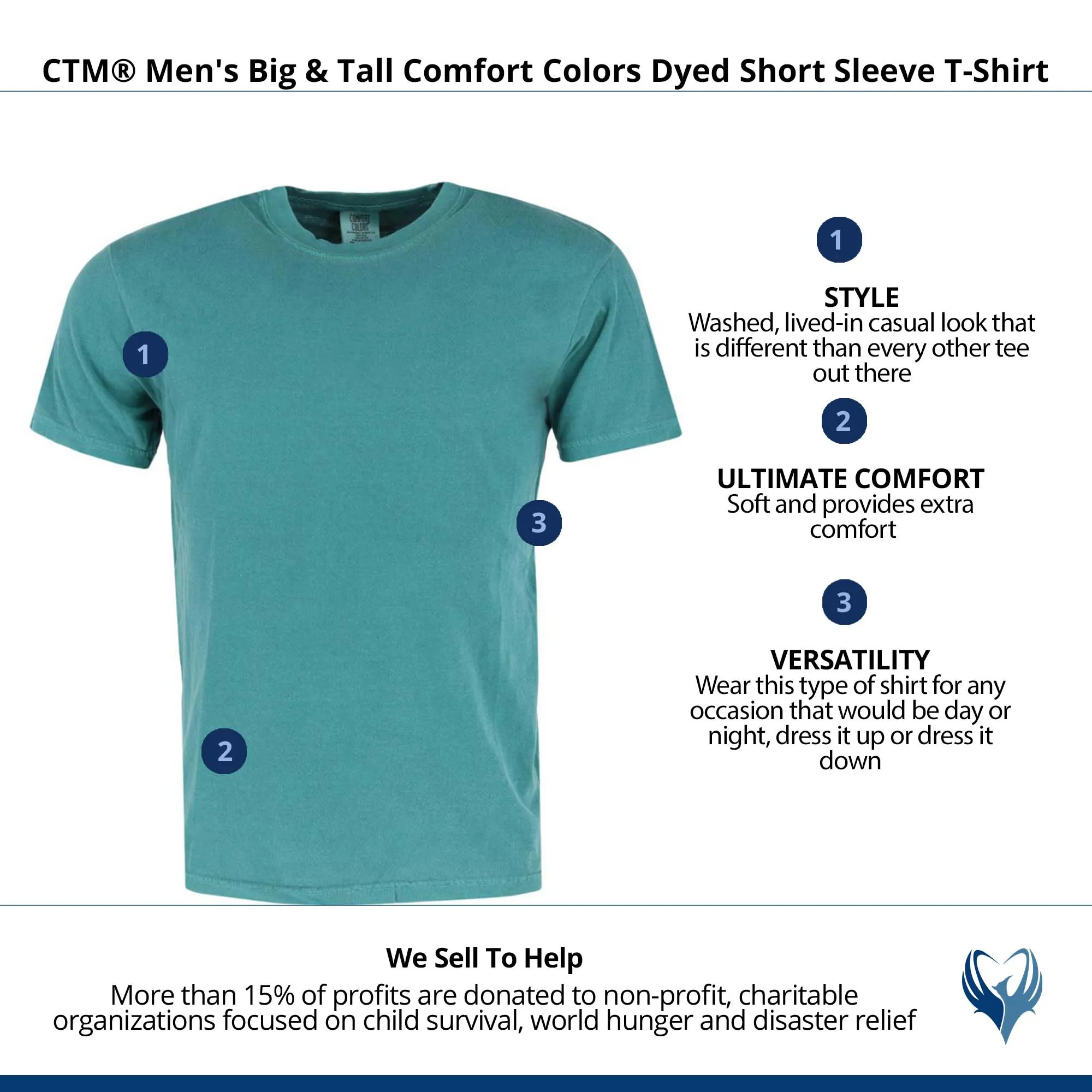 CTM® Men's Big & Tall Comfort Colors Dyed Short Sleeve T-Shirt