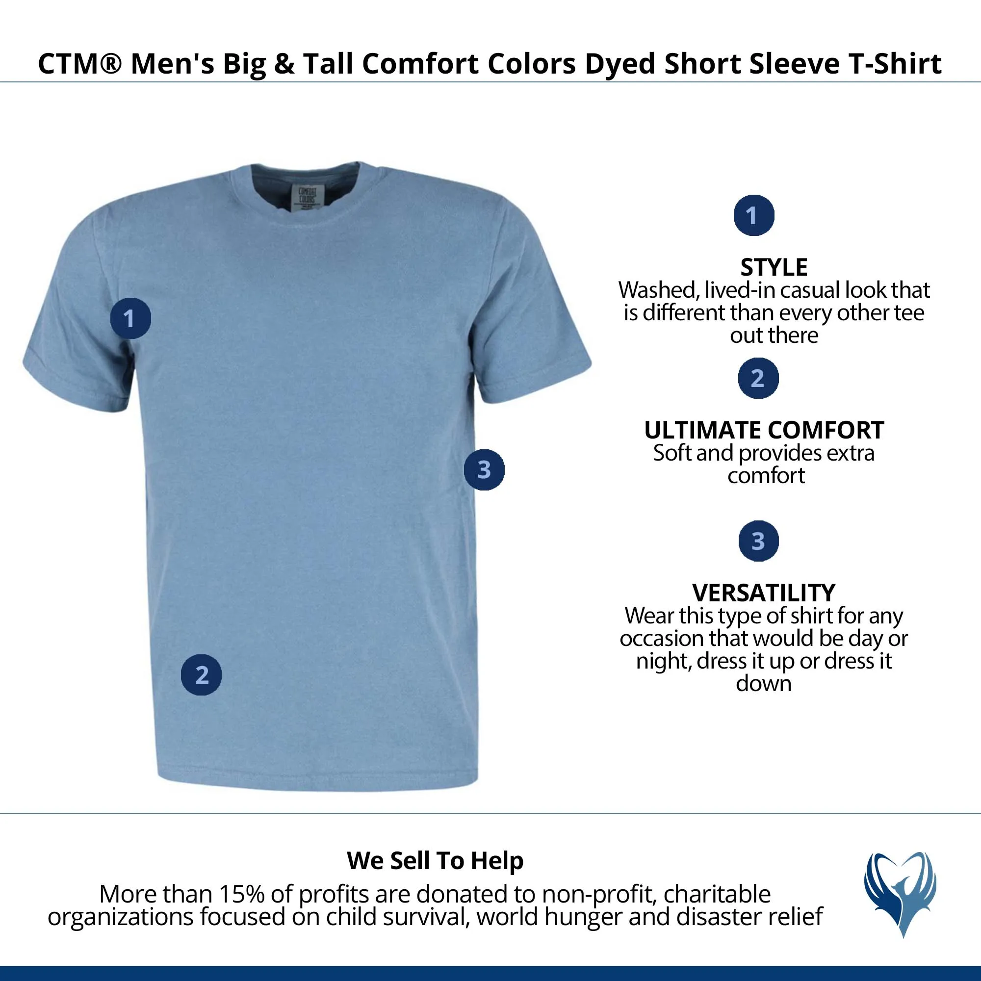 CTM® Men's Big & Tall Comfort Colors Dyed Short Sleeve T-Shirt