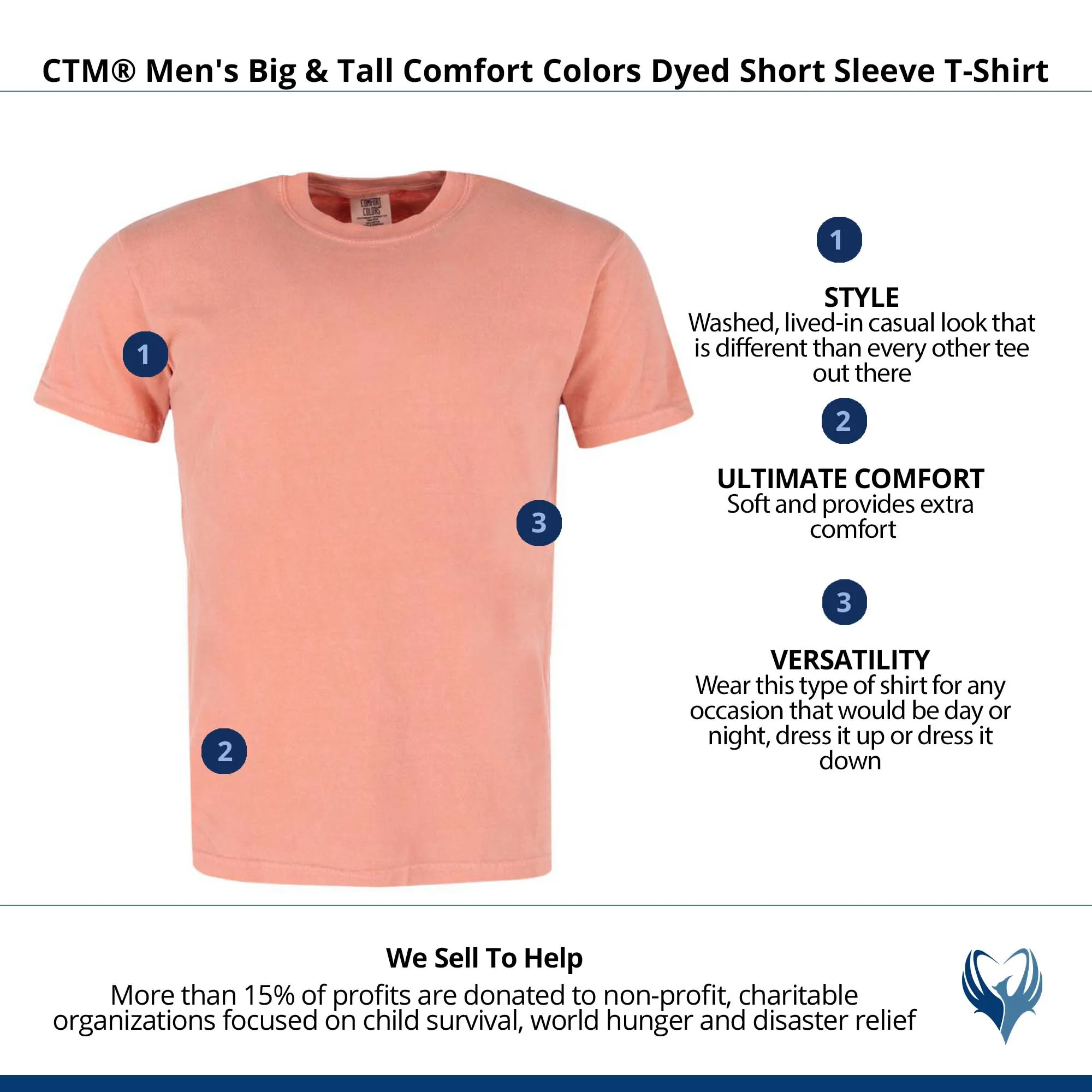 CTM® Men's Big & Tall Comfort Colors Dyed Short Sleeve T-Shirt