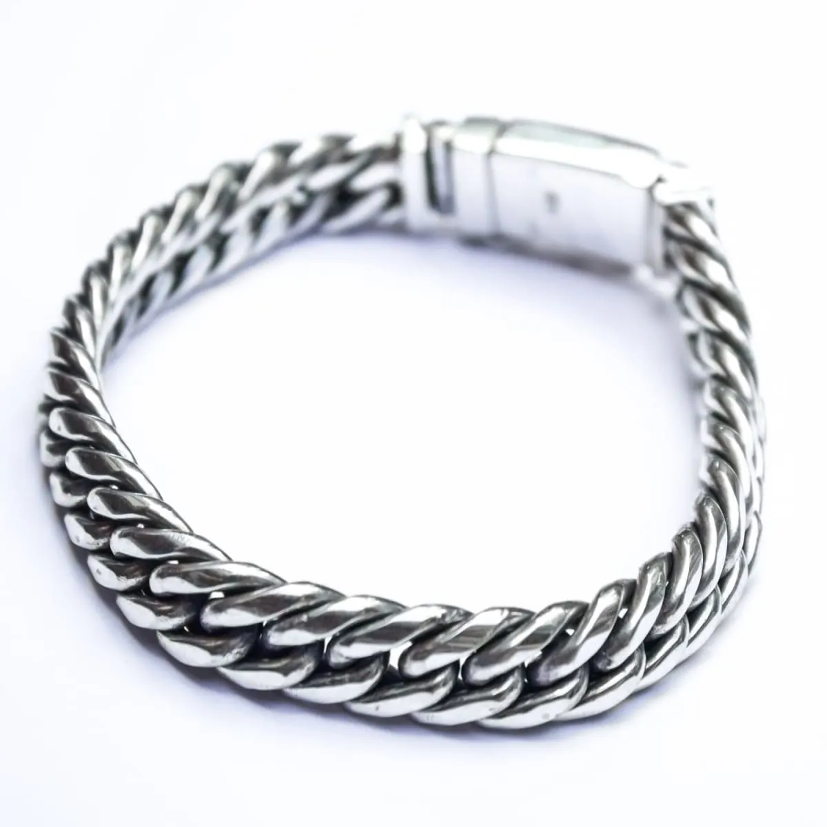 Cuban Mens' Chain Silver Bracelet, Handmade Jewelry, Gift