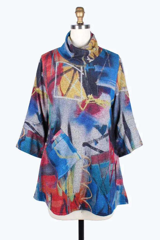 Damee Colorful Graffiti Turtleneck Tunic 9202-MLT