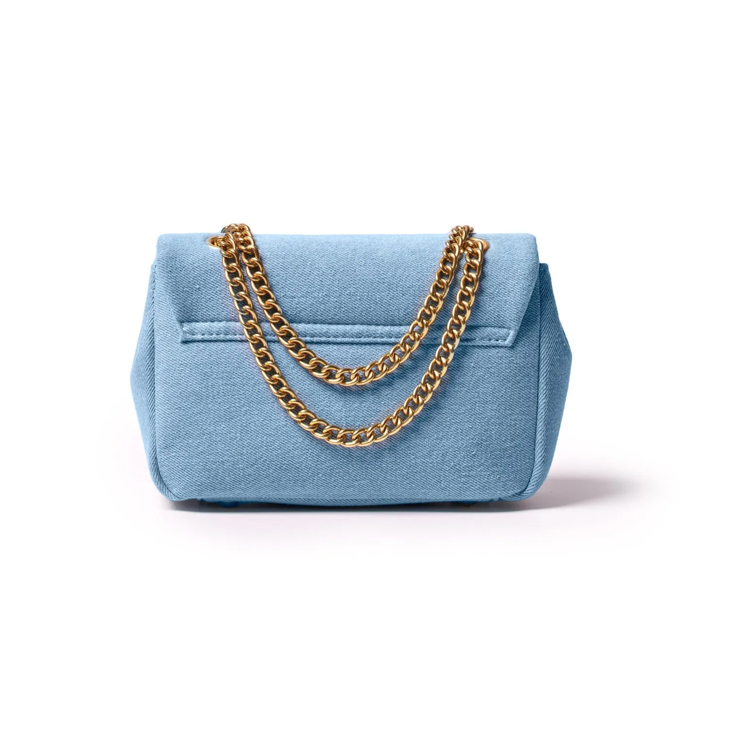 DENIM MINI CLASSIC FLAP BAG-GOLD