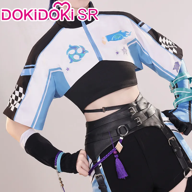 DokiDoki-SR Game Genshin Impact Cosplay Wanderer Doujin Racer Costume Scaramouche Racing Outfit