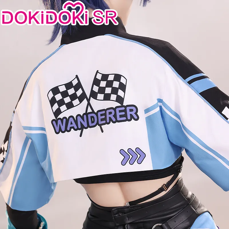 DokiDoki-SR Game Genshin Impact Cosplay Wanderer Doujin Racer Costume Scaramouche Racing Outfit